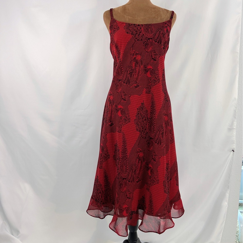 Eva Blue Red Black Floral Dress Size 14 Y2K